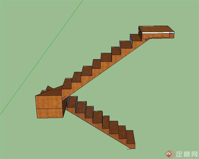 某两段室内转角楼梯设计SU模型(2)