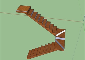 某两段室内转角楼梯设计SU(草图大师)模型