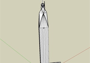 现代某超高层塔楼建筑设计SU(草图大师)模型