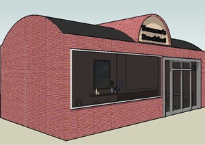 现代风格小餐馆建筑及室内设计SU(草图大师)模型
