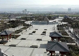 中式风格文化公园景观实景图