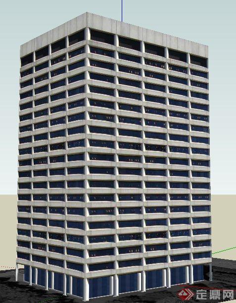 现代简约高层办公建筑su模型(1)