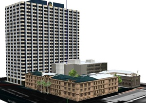 现代高层行政大楼建筑设计SU(草图大师)模型
