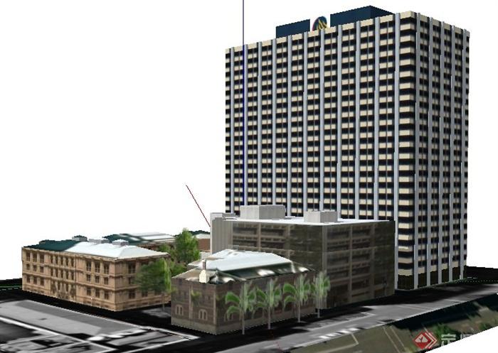 现代高层行政大楼建筑设计su模型(2)