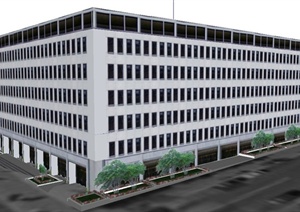 七层现代办公楼建筑设计SU(草图大师)模型