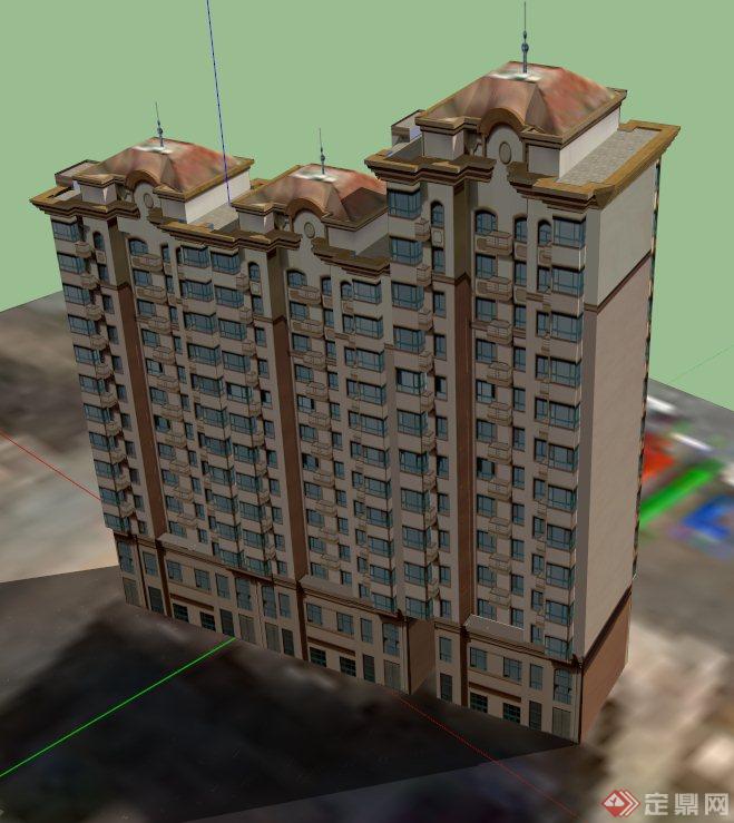 小高层住宅楼房建筑设计SU模型(1)