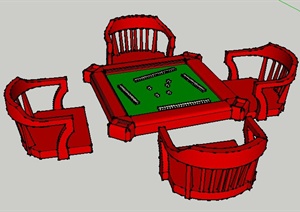 水上麻将桌SU(草图大师)模型