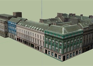 新古典欧式商住楼建筑设计SU(草图大师)模型