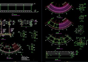 园路景观弧形花架设计CAD施工图