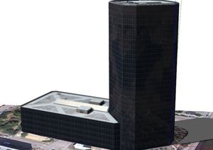 美国某综合大楼建筑设计SU(草图大师)模型