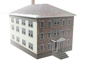 三层居住宿舍建筑设计SU(草图大师)模型