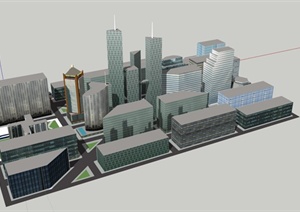城市商务区建筑规划设计SU(草图大师)模型