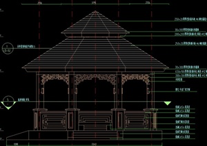 园林景观仿古双层凉亭设计CAD施工图