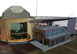 现代风格办公中心建筑SU(草图大师)模型