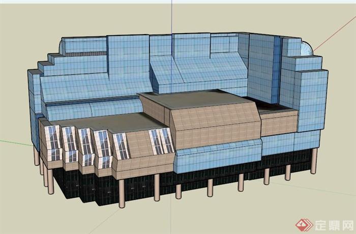 某特色综合大厦建筑设计SU模型(1)