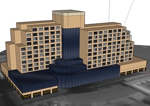 某一个酒店大楼建筑设计SU(草图大师)模型
