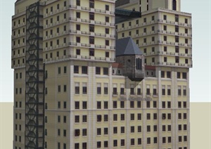 现代高层综合办公楼建筑SU(草图大师)模型