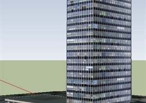 独栋高层现代写字楼办公建筑设计SU(草图大师)模型