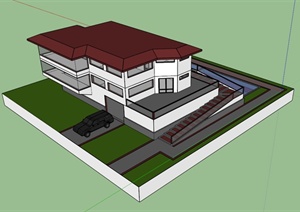 私人三层别墅建筑设计SU(草图大师)模型