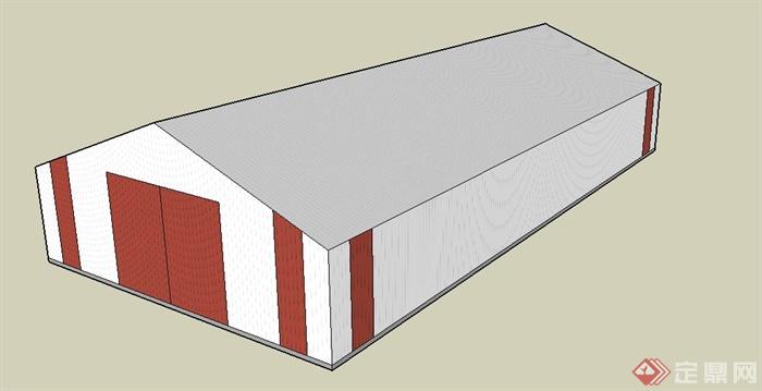 某单层长方形粮食仓库建筑设计SU模型(2)