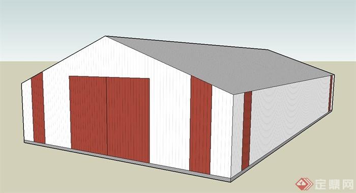 某单层长方形粮食仓库建筑设计SU模型(1)