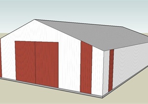 某单层长方形粮食仓库建筑设计SU(草图大师)模型