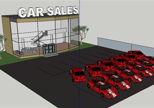 现代汽车售卖中心建筑设计SU(草图大师)模型