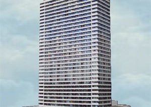 现代简约高层酒店建筑设计SU(草图大师)模型