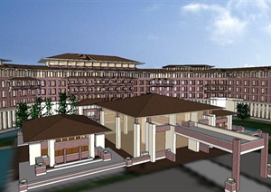 某现代度假酒店建筑设计SU(草图大师)模型