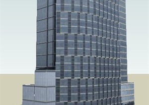 现代高层酒店中心建筑SU(草图大师)模型