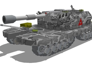 一辆坦克SU(草图大师)模型