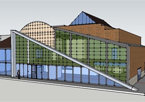 现代多层展厅展览馆建筑设计SU(草图大师)模型