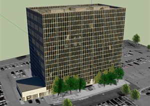 美国某办公大楼建筑设计SU(草图大师)模型