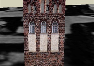 某多层砖砌教堂建筑设计SU(草图大师)模型