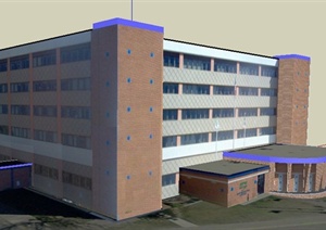 现代5层行政中心建筑设计SU(草图大师)模型