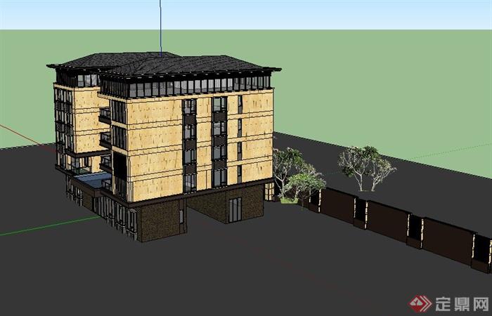 两栋新古典五层别墅建筑设计SU模型(4)