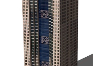 哥伦布某酒店办公大楼建筑设计SU(草图大师)模型