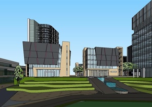 现代产业办公园区建筑设计SU(草图大师)模型