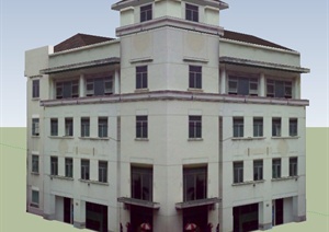 现代四层住宅楼建筑设计SU(草图大师)模型