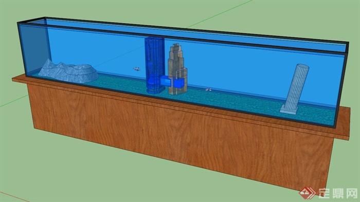 室内鱼缸摆设设计SU模型(1)