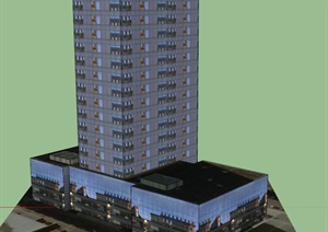 某商业酒店大厦建筑设计SU(草图大师)模型