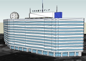 现代商务酒店建筑SU(草图大师)概念模型