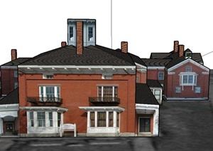 某两层乡村居住区住宅建筑设计SU(草图大师)模型