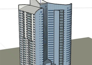 高层酒店大楼建筑设计SU(草图大师)模型