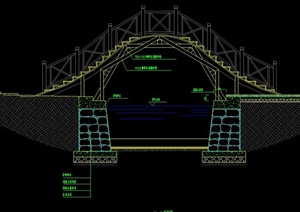园林景观木拱桥设计CAD施工图