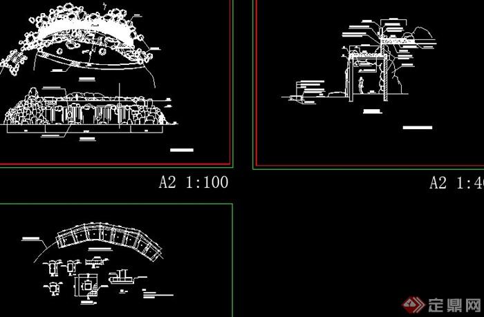 园林景观假山瀑布设计CAD施工图(2)