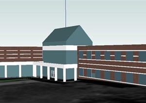某现代二层办公楼建筑SU(草图大师)模型