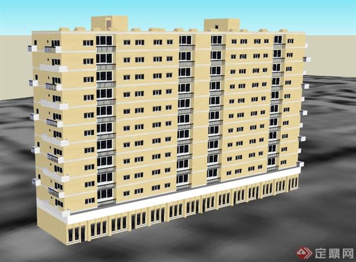 11层公寓建筑设计SU模型(1)