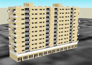11层公寓建筑设计SU(草图大师)模型