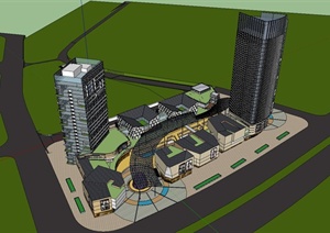 现代办公商业中心建筑设计SU(草图大师)模型